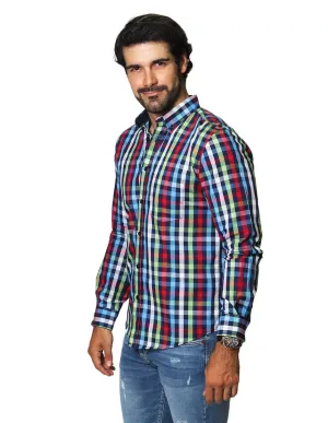 Camisas Hombre Casuales De Manga Larga Con Estampado De Cuadros Regular Fit B35209 1