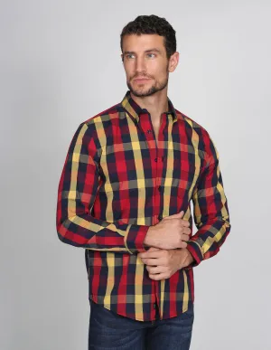 CAMISAS HOMBRE CASUALES MODA MANGA LARGA CUADROS 7 B15112