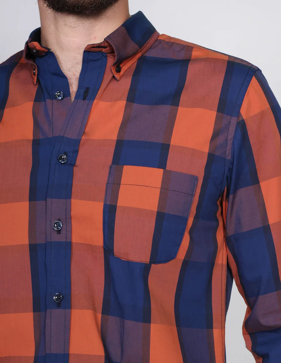 CAMISAS HOMBRE CASUALES MODA MANGA LARGA CUADROS 9 B15112