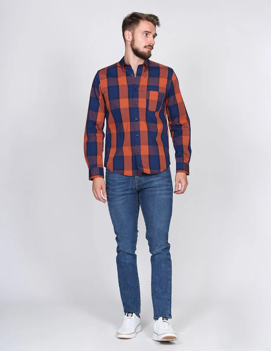 CAMISAS HOMBRE CASUALES MODA MANGA LARGA CUADROS 9 B15112