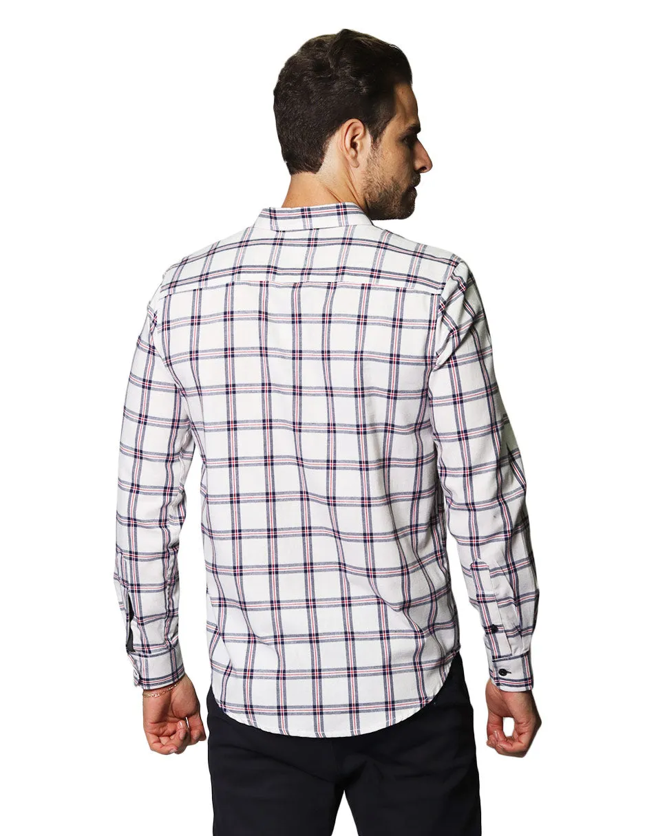 Camisas Para Hombre De Manga Larga Con Estampado De Cuadros Regular Fit B35229 Beige