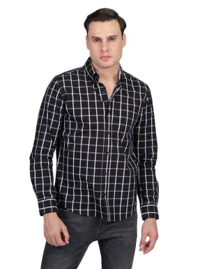 Camisas Para Hombre Manga Larga Cuadros Regular Fit Negro B25209