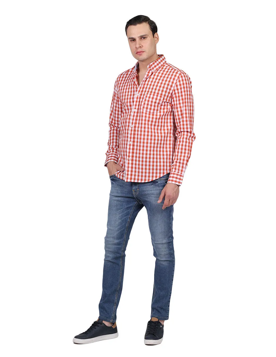 Camisas Para Hombre Manga Larga Cuadros Regular Fit Rustico B25202