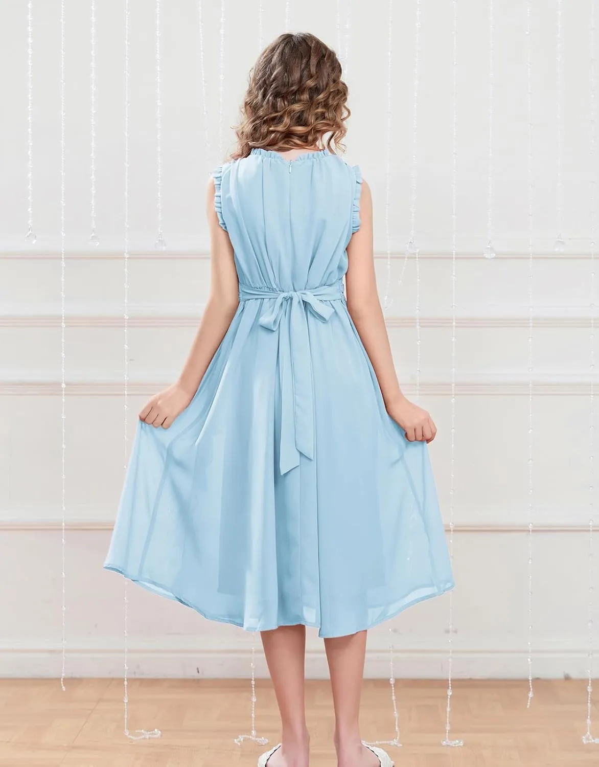 GRACE KARIN Girls Party Dress Ruffle Sleeveless Special Occasion Spring Dresses