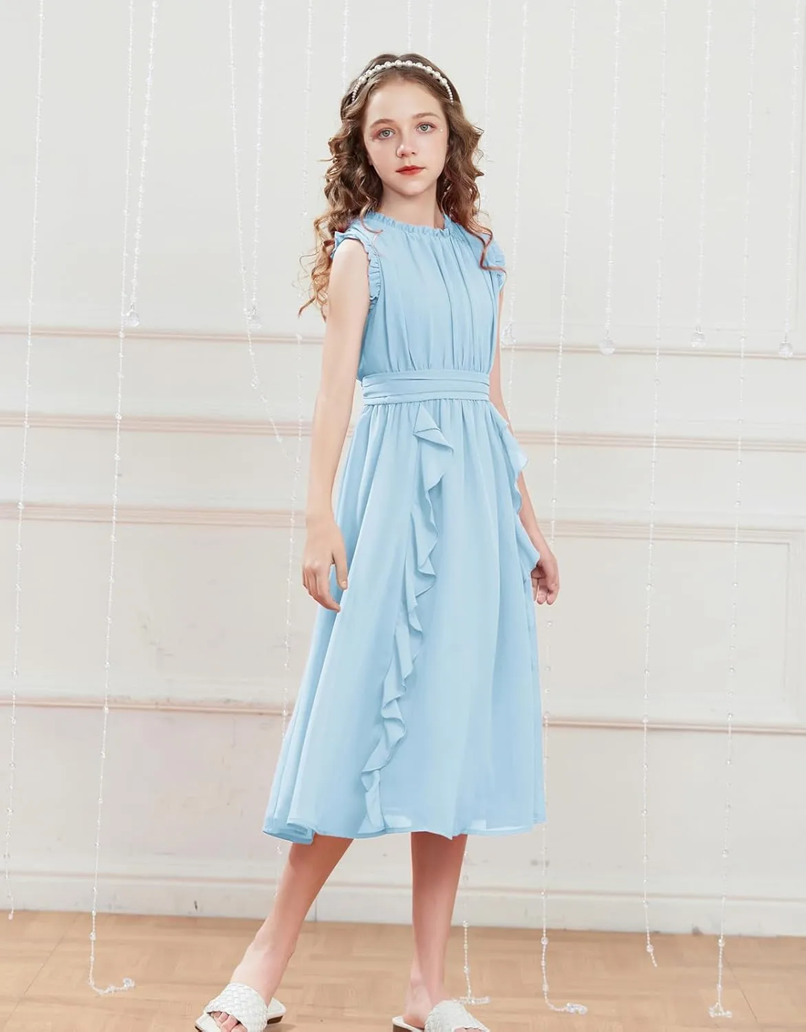 GRACE KARIN Girls Party Dress Ruffle Sleeveless Special Occasion Spring Dresses