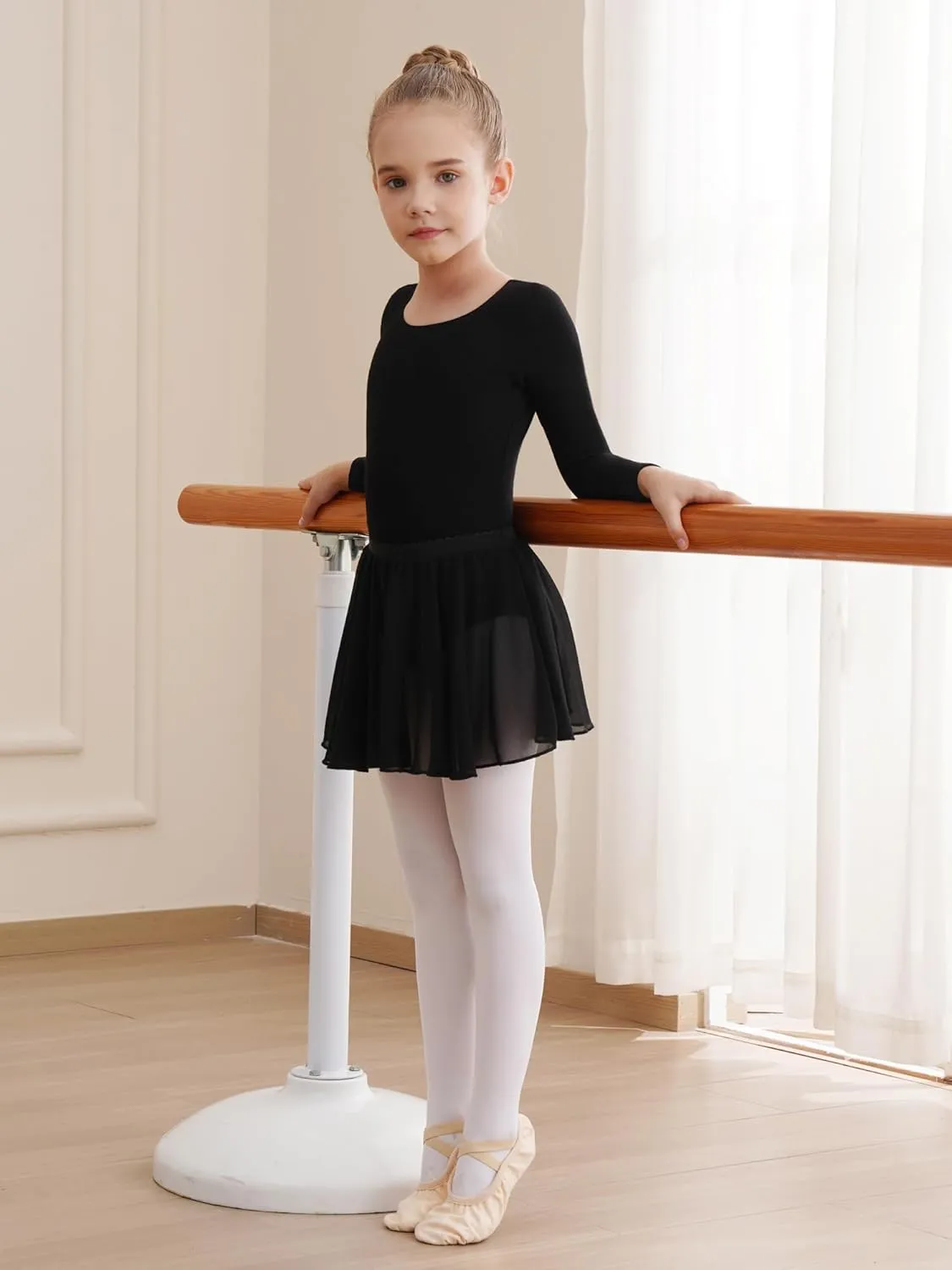 Leotards for Girls Long Sleeve Ballet Dress Toddler Dance Leotard with Skirt Kids Gymnastics Outfits Tutu Dress