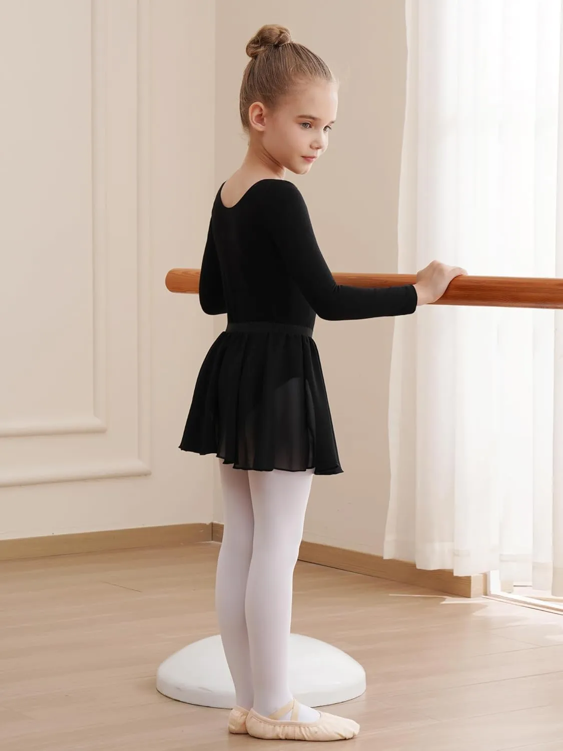 Leotards for Girls Long Sleeve Ballet Dress Toddler Dance Leotard with Skirt Kids Gymnastics Outfits Tutu Dress