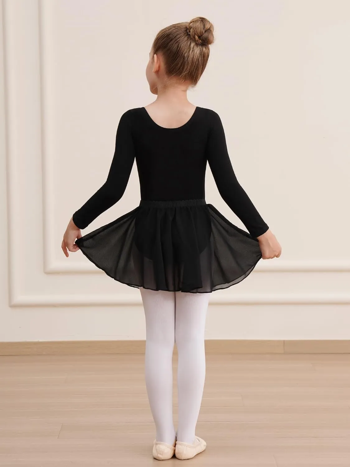 Leotards for Girls Long Sleeve Ballet Dress Toddler Dance Leotard with Skirt Kids Gymnastics Outfits Tutu Dress
