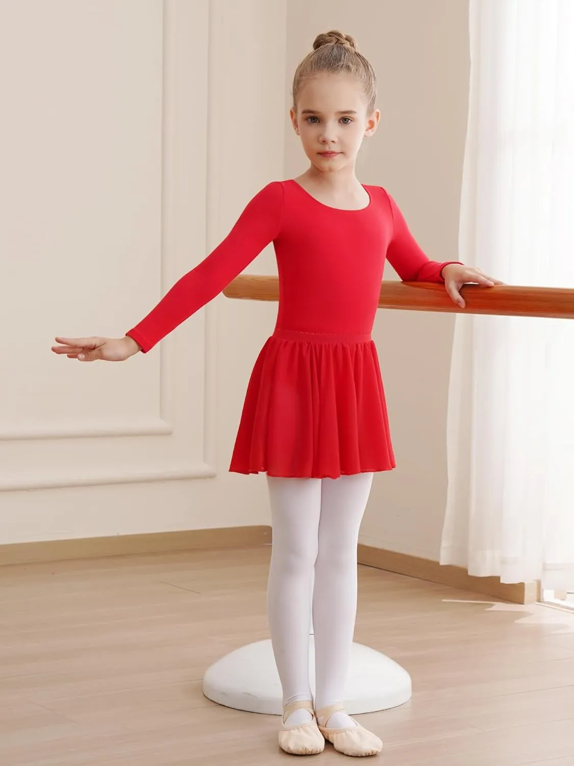 Leotards for Girls Long Sleeve Ballet Dress Toddler Dance Leotard with Skirt Kids Gymnastics Outfits Tutu Dress