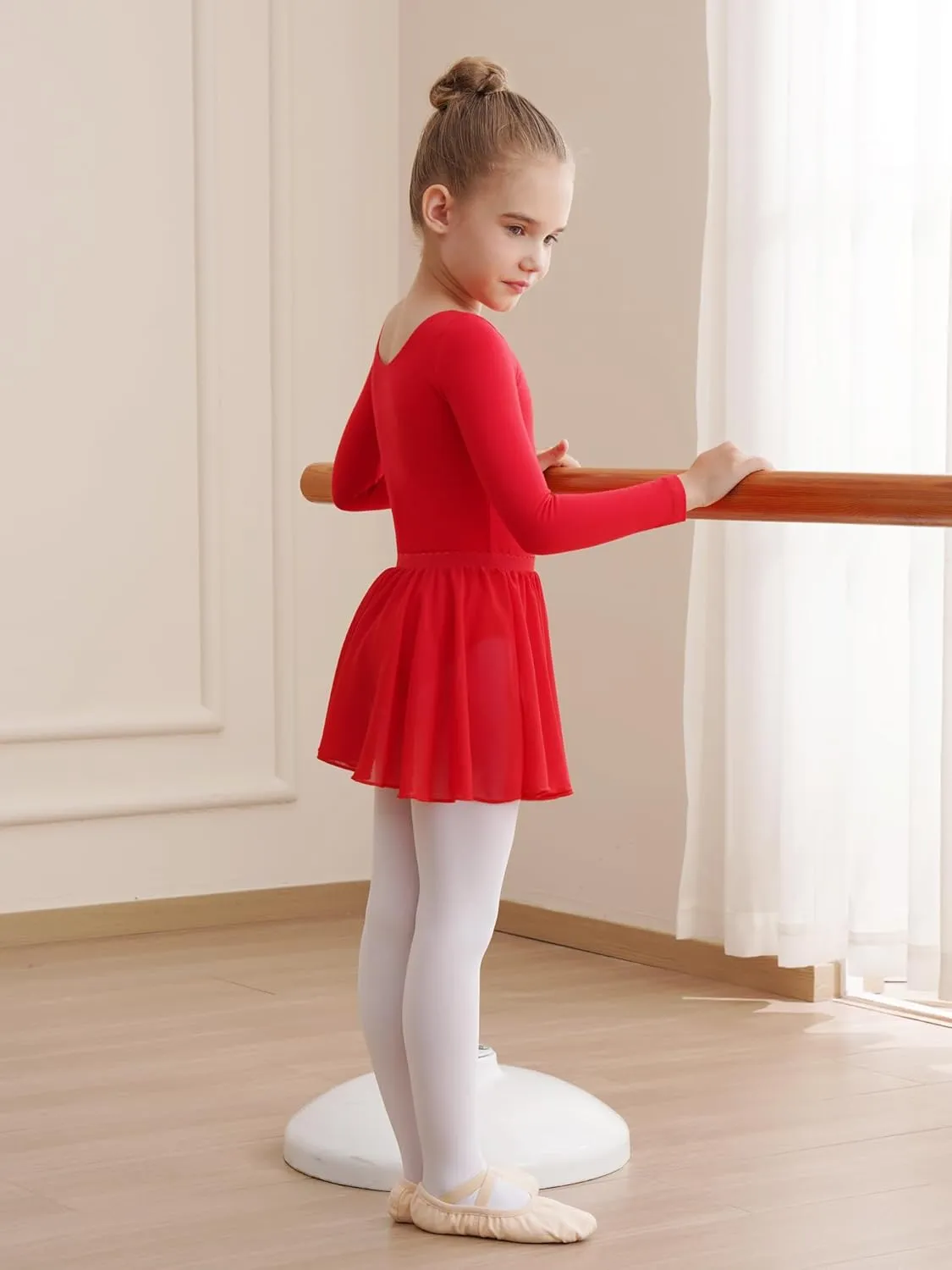 Leotards for Girls Long Sleeve Ballet Dress Toddler Dance Leotard with Skirt Kids Gymnastics Outfits Tutu Dress