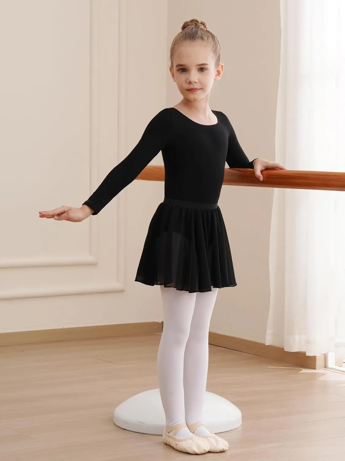 Leotards for Girls Long Sleeve Ballet Dress Toddler Dance Leotard with Skirt Kids Gymnastics Outfits Tutu Dress