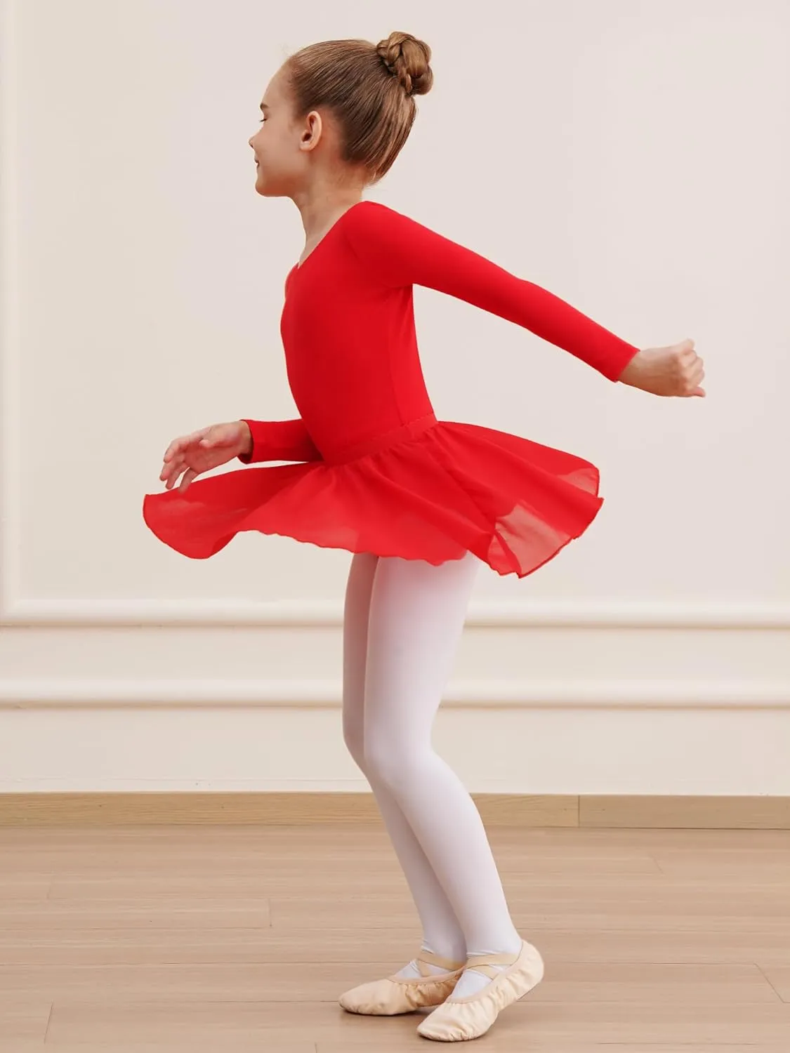 Leotards for Girls Long Sleeve Ballet Dress Toddler Dance Leotard with Skirt Kids Gymnastics Outfits Tutu Dress