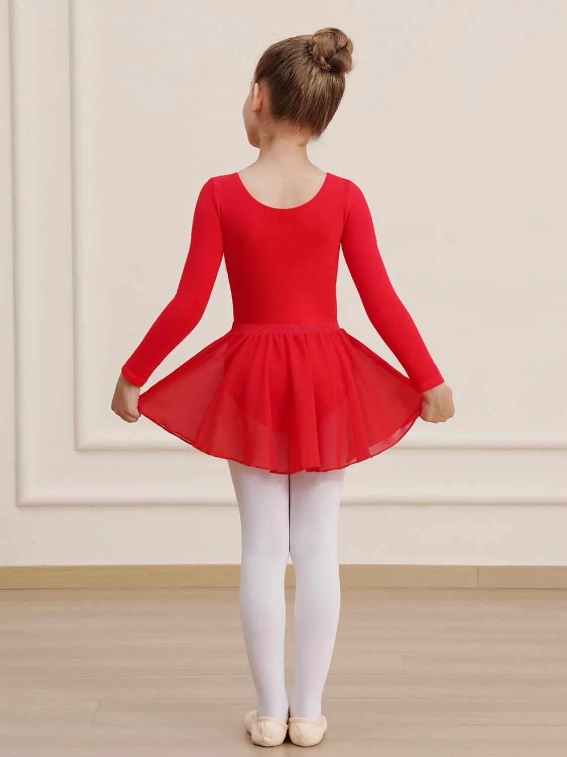 Leotards for Girls Long Sleeve Ballet Dress Toddler Dance Leotard with Skirt Kids Gymnastics Outfits Tutu Dress