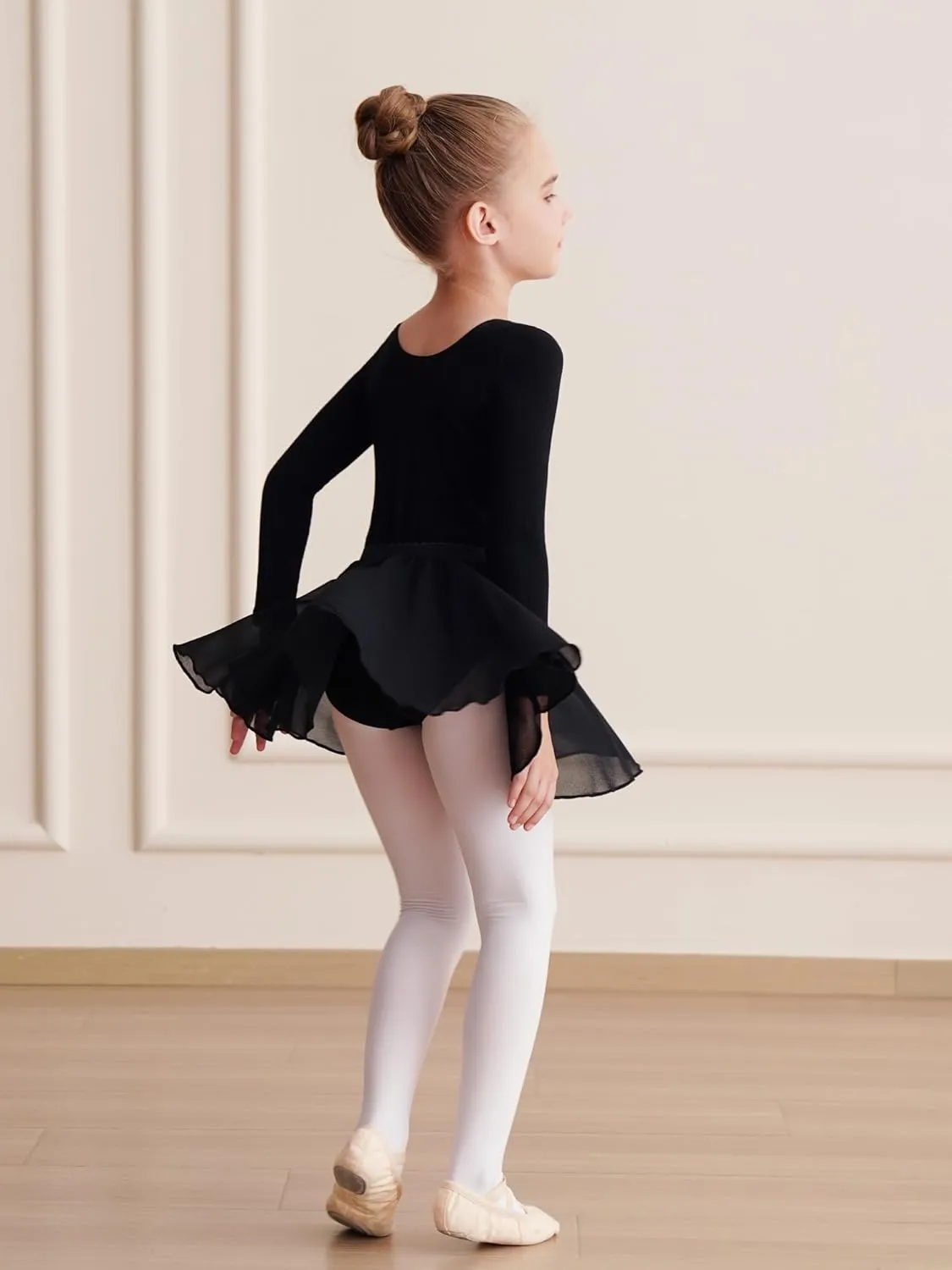 Leotards for Girls Long Sleeve Ballet Dress Toddler Dance Leotard with Skirt Kids Gymnastics Outfits Tutu Dress
