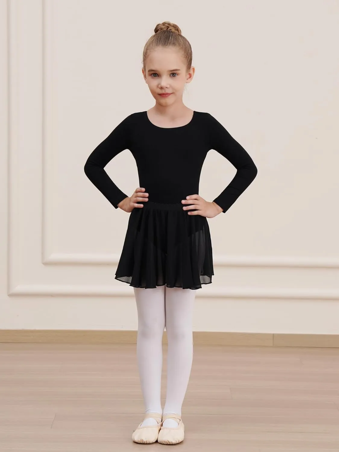Leotards for Girls Long Sleeve Ballet Dress Toddler Dance Leotard with Skirt Kids Gymnastics Outfits Tutu Dress