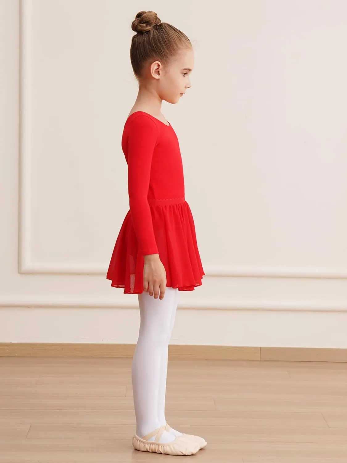 Leotards for Girls Long Sleeve Ballet Dress Toddler Dance Leotard with Skirt Kids Gymnastics Outfits Tutu Dress
