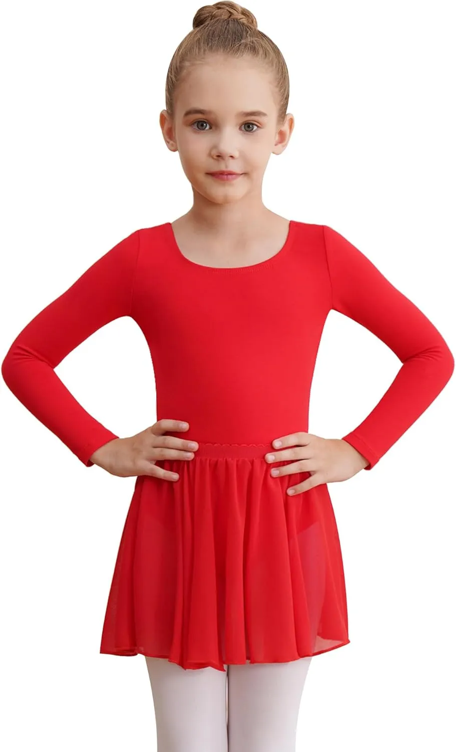Leotards for Girls Long Sleeve Ballet Dress Toddler Dance Leotard with Skirt Kids Gymnastics Outfits Tutu Dress