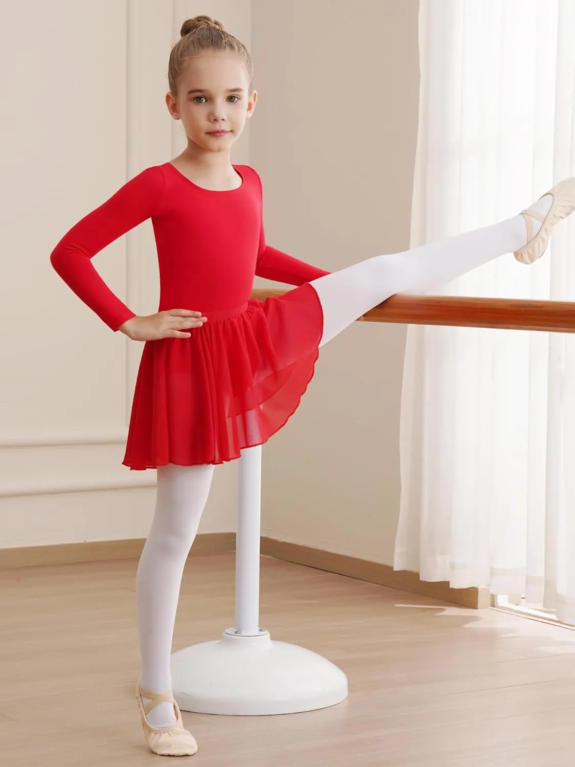 Leotards for Girls Long Sleeve Ballet Dress Toddler Dance Leotard with Skirt Kids Gymnastics Outfits Tutu Dress