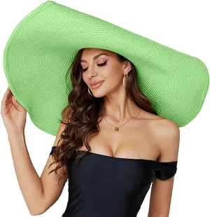 Oversized Beach Straw Hat for Women Western Wide Brim Summer Cowboy Sun Hat Packable Vacation Trendy Fedora Hat