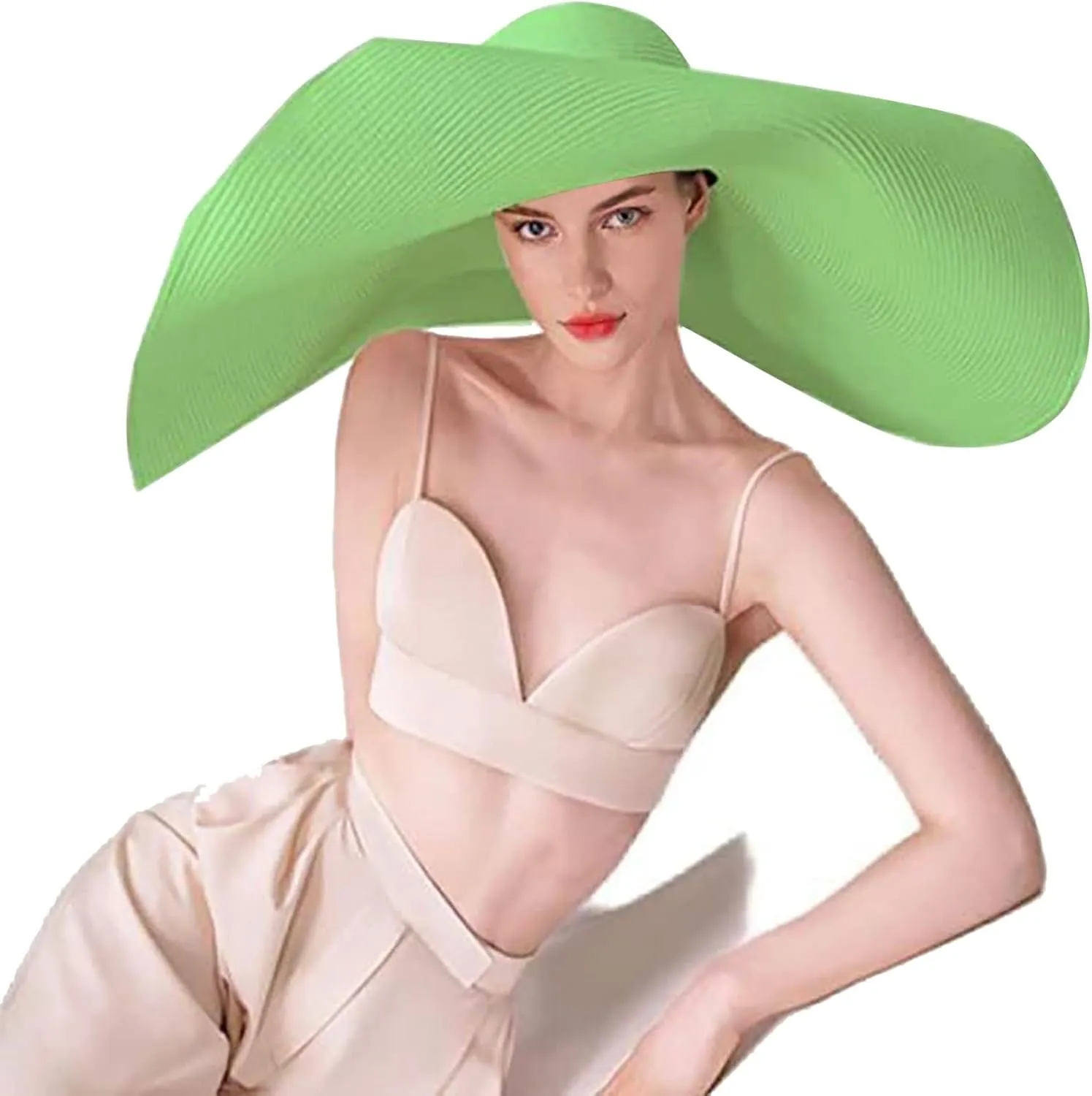 Oversized Beach Straw Hat for Women Western Wide Brim Summer Cowboy Sun Hat Packable Vacation Trendy Fedora Hat