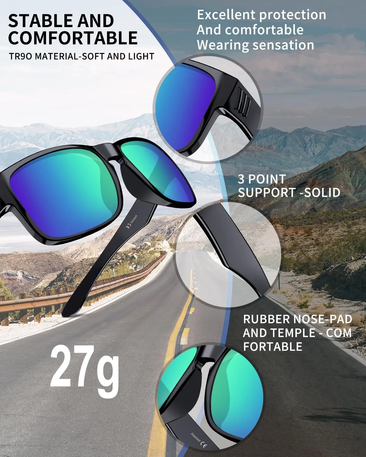 Polarized Sunglasses for Women Men Sports Sunglasses Driving Cycling Running Fishing Hiking Golf UV400 TR90