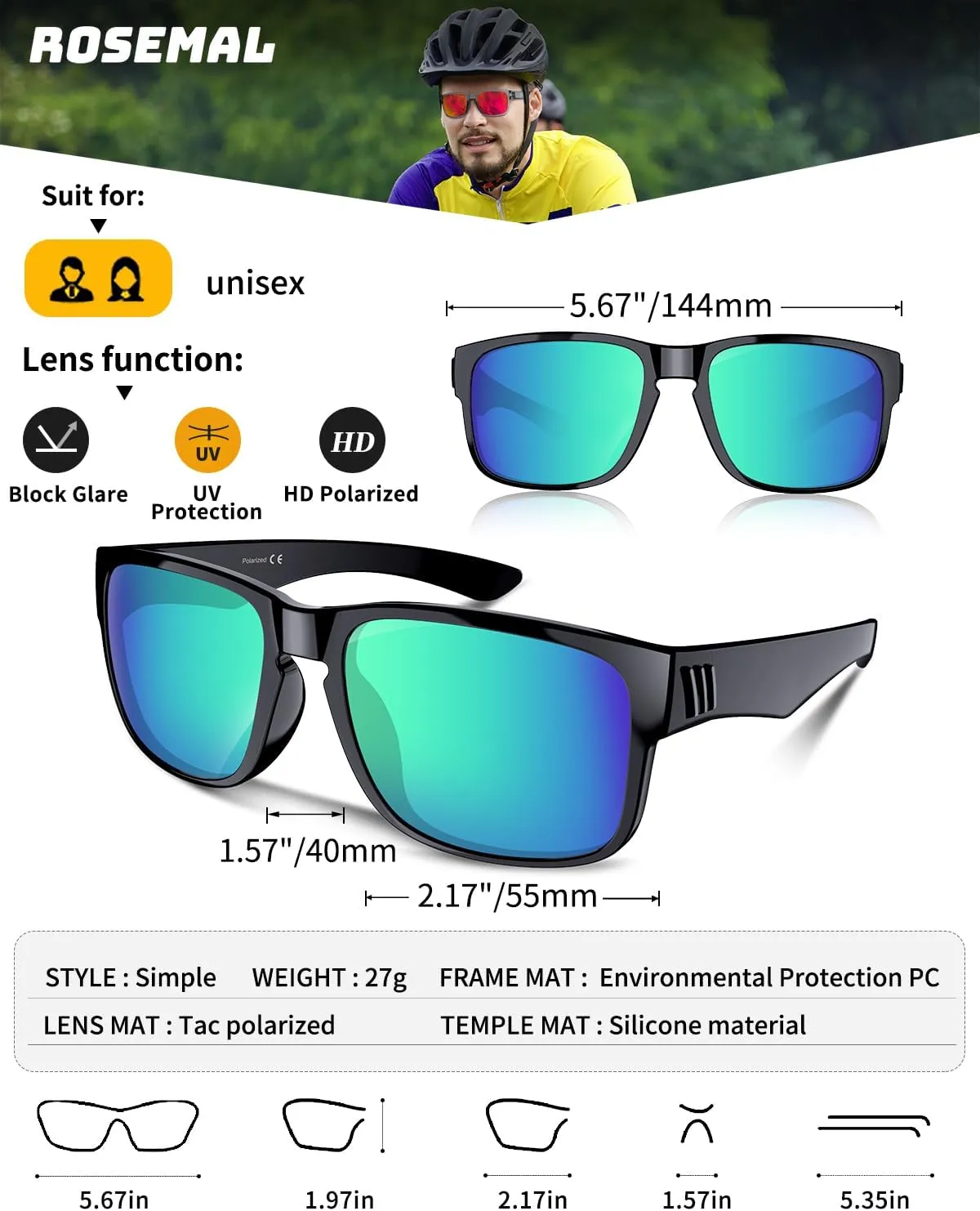 Polarized Sunglasses for Women Men Sports Sunglasses Driving Cycling Running Fishing Hiking Golf UV400 TR90
