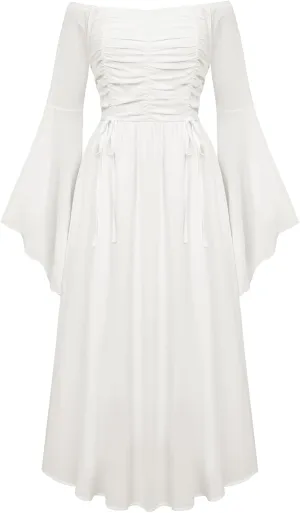 Scarlet Darkness Women 2024 Renaissance Chiffon Dress Medieval Costume Ruched Cottagecore Dress