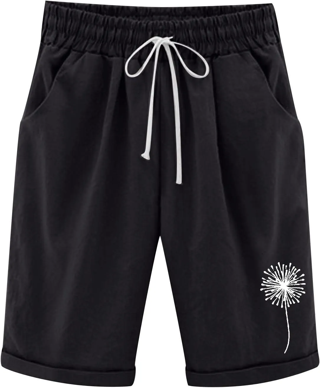SHAOBGE Shorts for Women Trendy Summer 2024 Beach Drawstring Knee Length Shorts Loose Fit Resort Wear Fashion Clothes