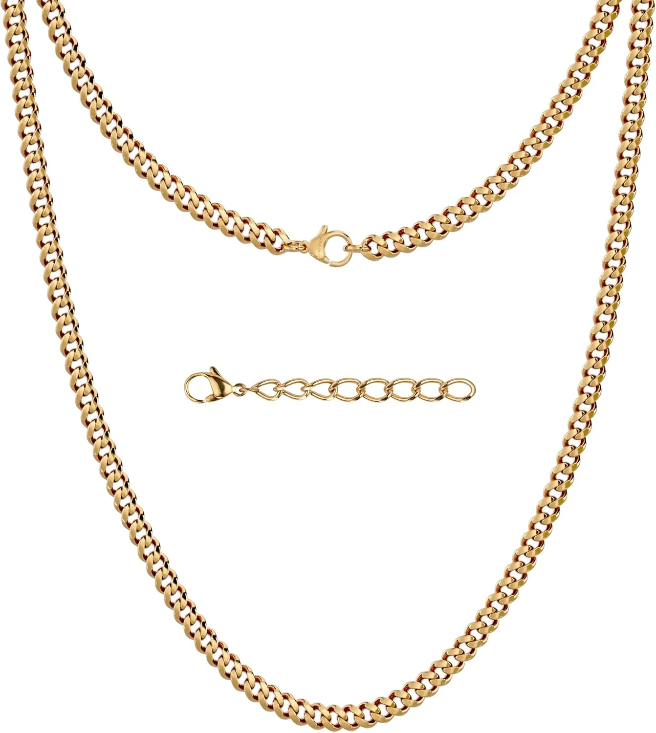 Silvadore 2/4/6mm Mens Necklace Gold/Silver Chain for Men - Stainless Steel Cuban Link Tone - NON-TARNISH & 100% Waterproof - Lifetime Jewelry UK - 18/20/22/24 Inch (2024 release)