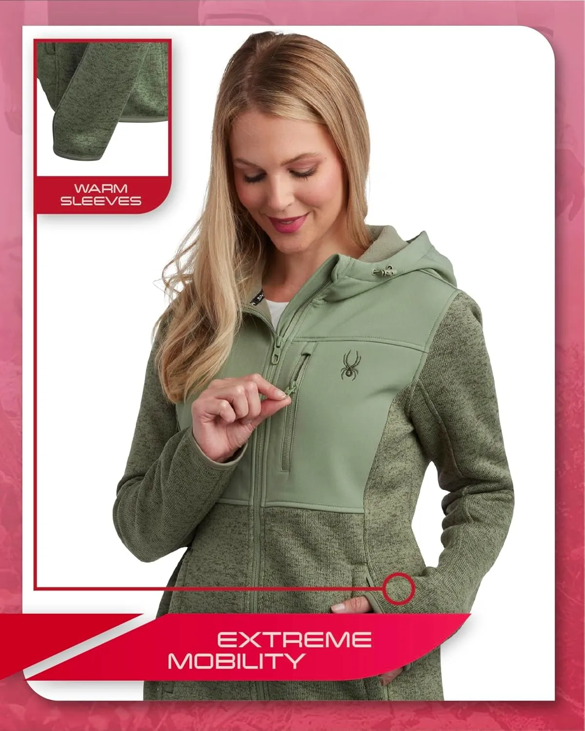 Spyder Women's Softshell Jacket - Bonded Micro-Fleece Lightweight Jacket Women - Full Zip Up Hooded Jackets for Women (S-XL)