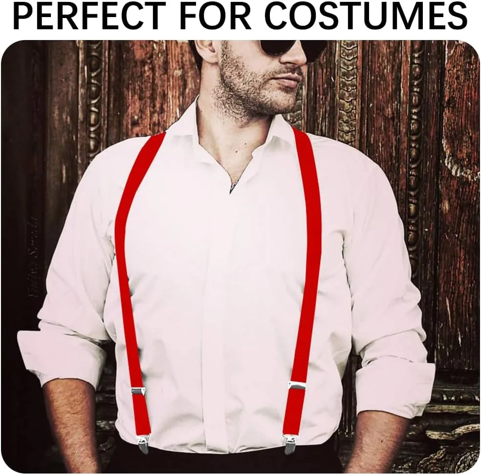 Suspenders for Men and Women - Adjustable Y-Back for Dress Pants, Jeans, Tuxedo - Christmas and Halloween