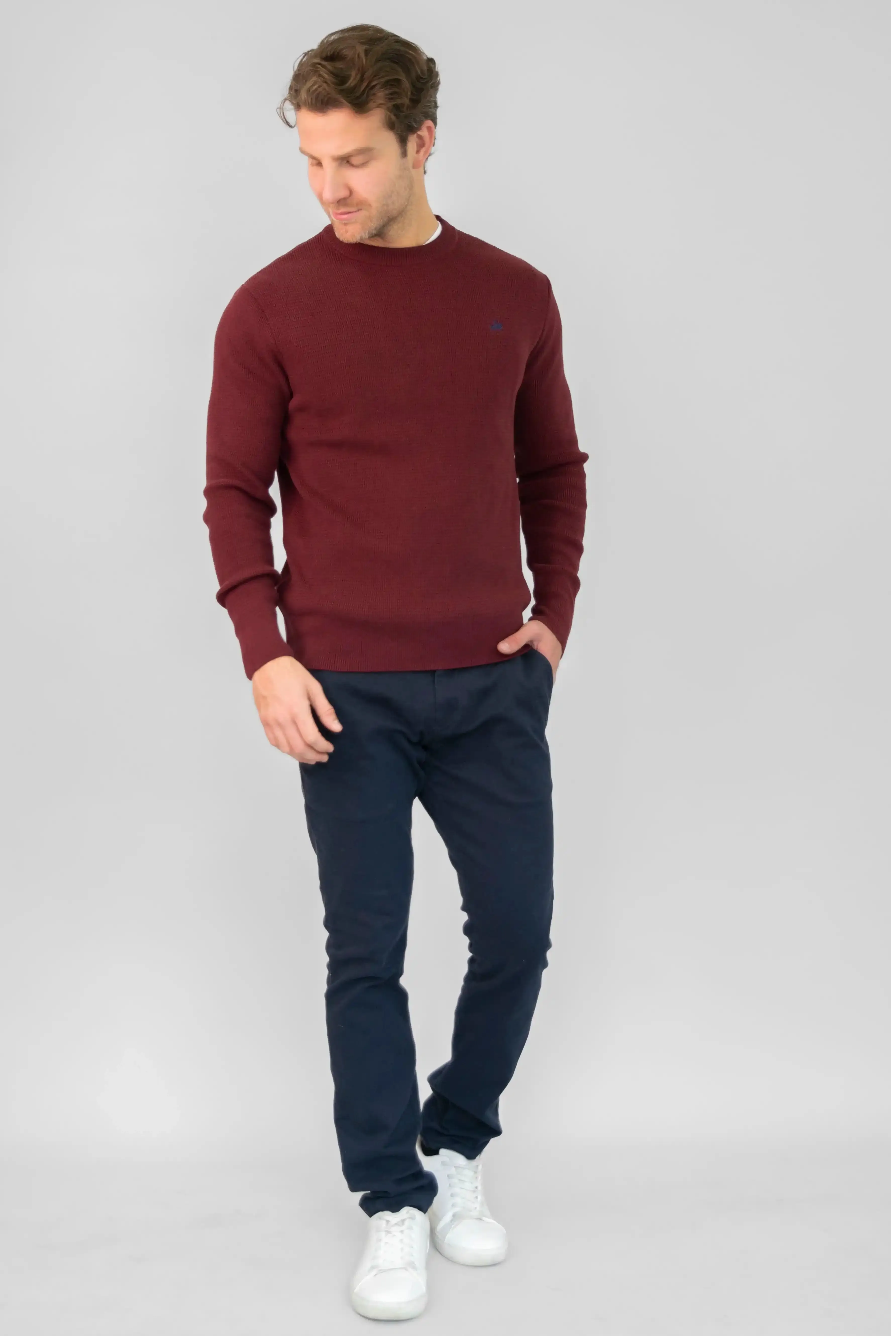 Suéter Textured Cuello Redondo Vinotinto