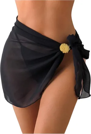 SweatyRocks Women's Sarong Coverups Chiffon Summer Beach Cover Up Wrap Skirt Pareo Swimwear