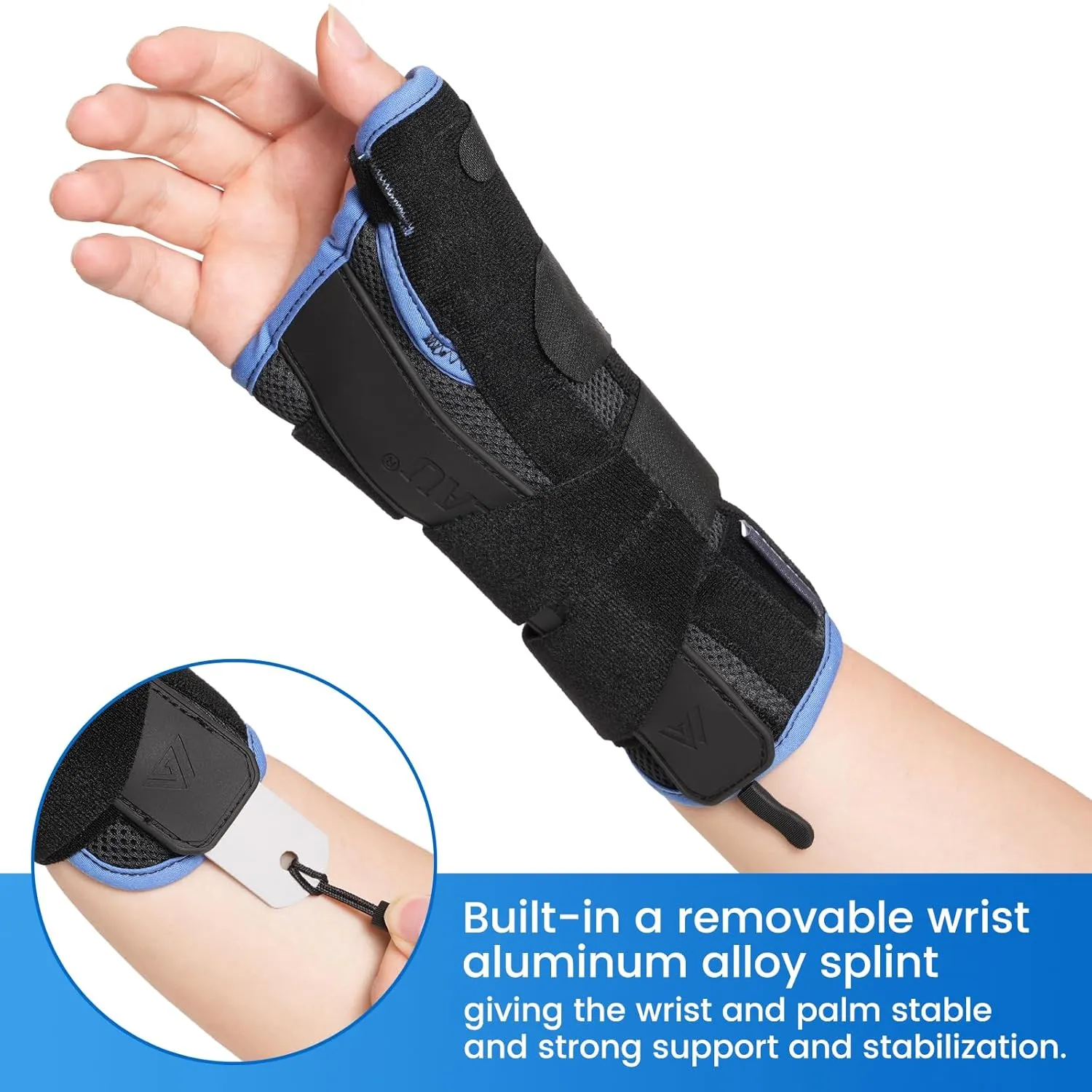 Velpeau Carpal Tunnel Wrist Brace with Thumb Support for Right and Left Hands, Thumb Spica Splint for De Quervain's Tenosynovitis, Sprain, Injuries, Tendonitis, Arthritis, Wrist Pain (Left Hand, M)