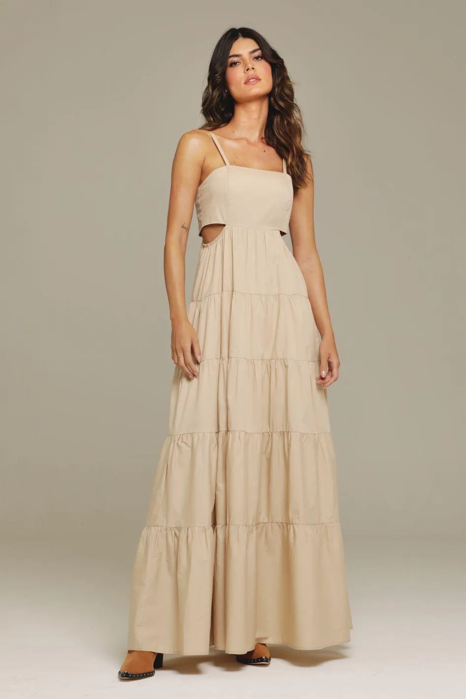 Vestido Longo Algodão Trigo Ananda
