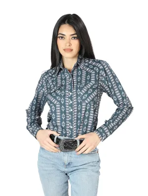 Women's Light Black Print Long Sleeve Western Shirt El Señor de los Cielos