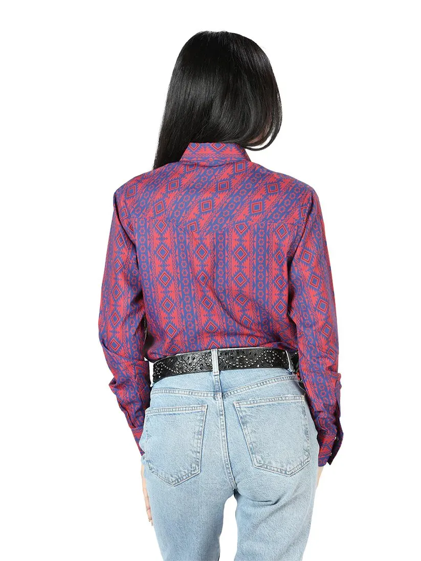 Women's Mustard Print Long Sleeve Western Shirt El Señor de los Cielos