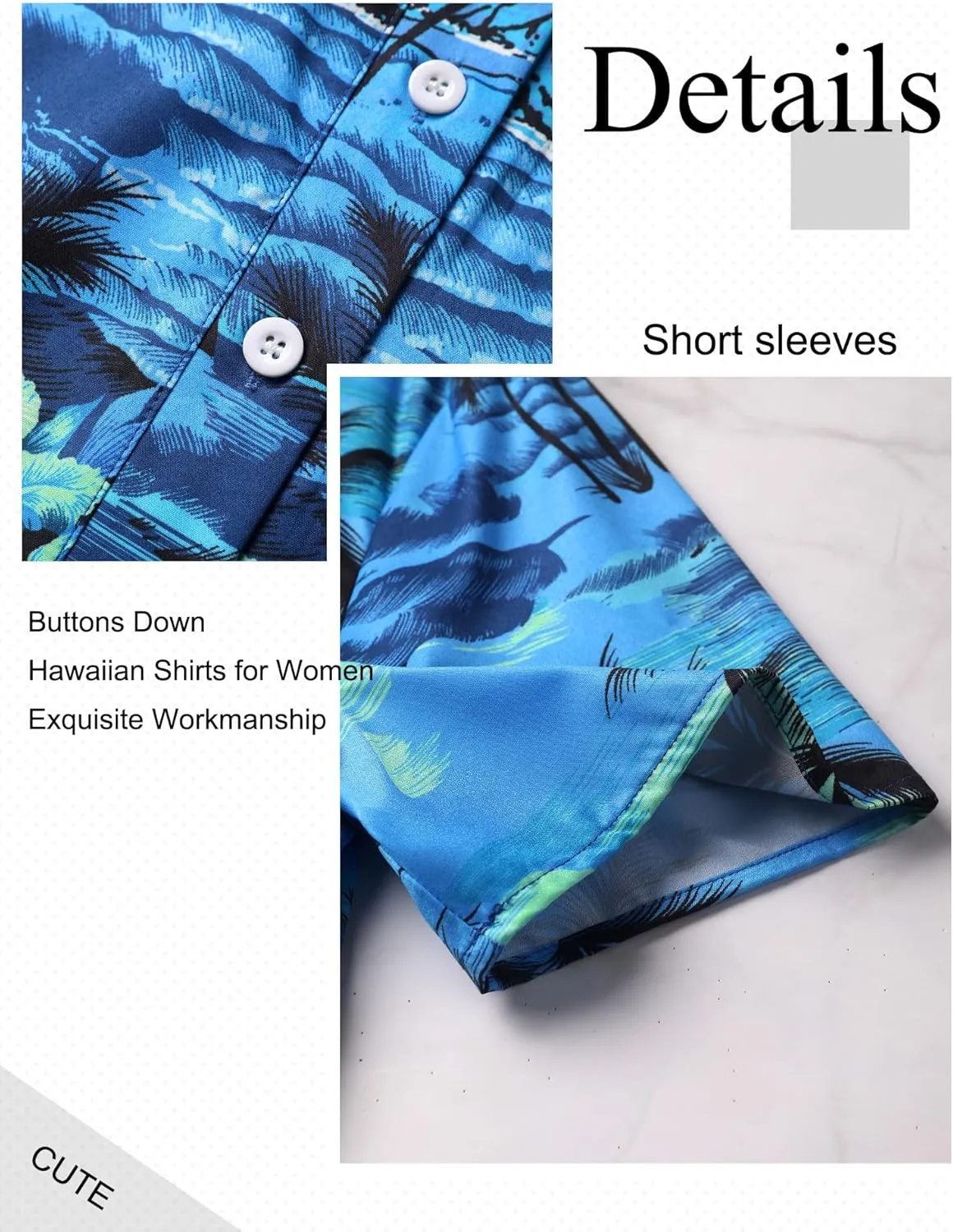 ZXZY Women Cute Hawaiian Shirt Lapel V Neck Short Sleeve Top Loose Button Down Blouse